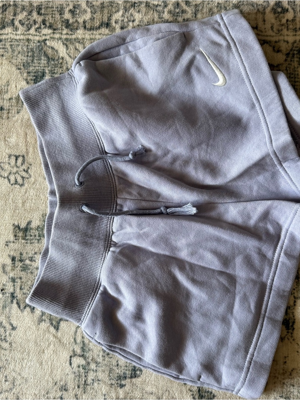 Nike Lavender Drawstring Lounge Shorts with White Swoosh